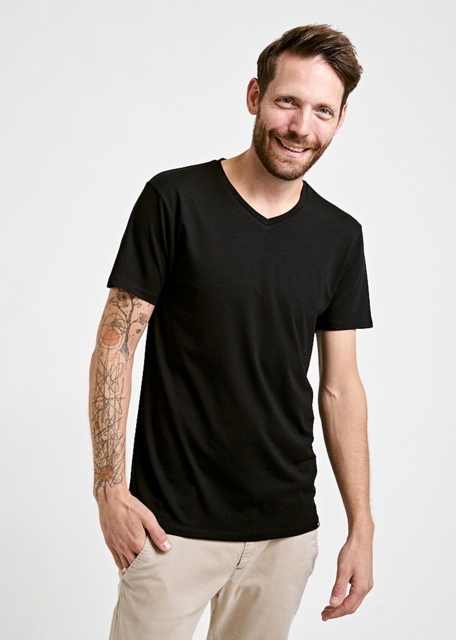 Herren wijld V-Ausschnitt | Herren V-Ausschnitt Woodshirt Black