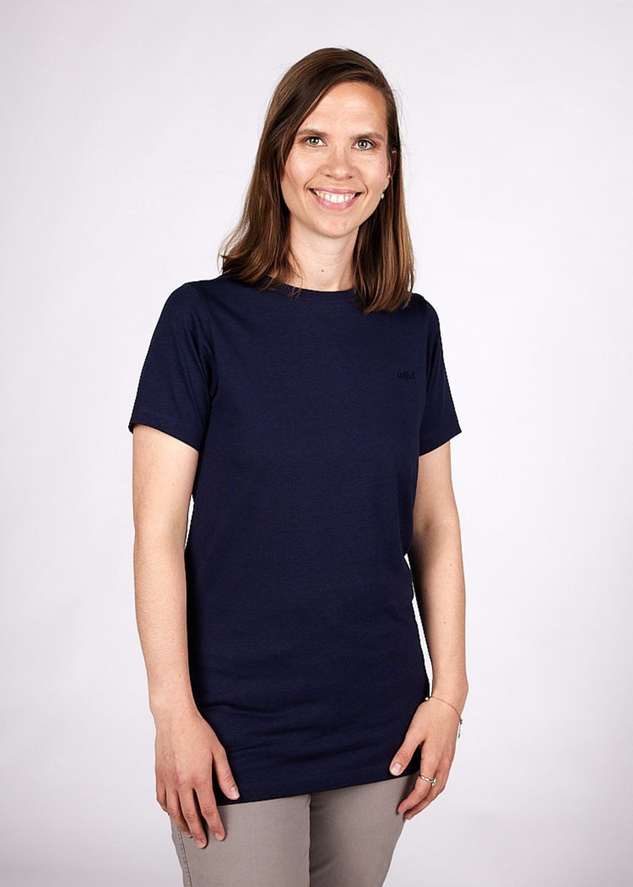 Damen wijld T-Shirts | Damen Woodshirt Lang Maritim Blue