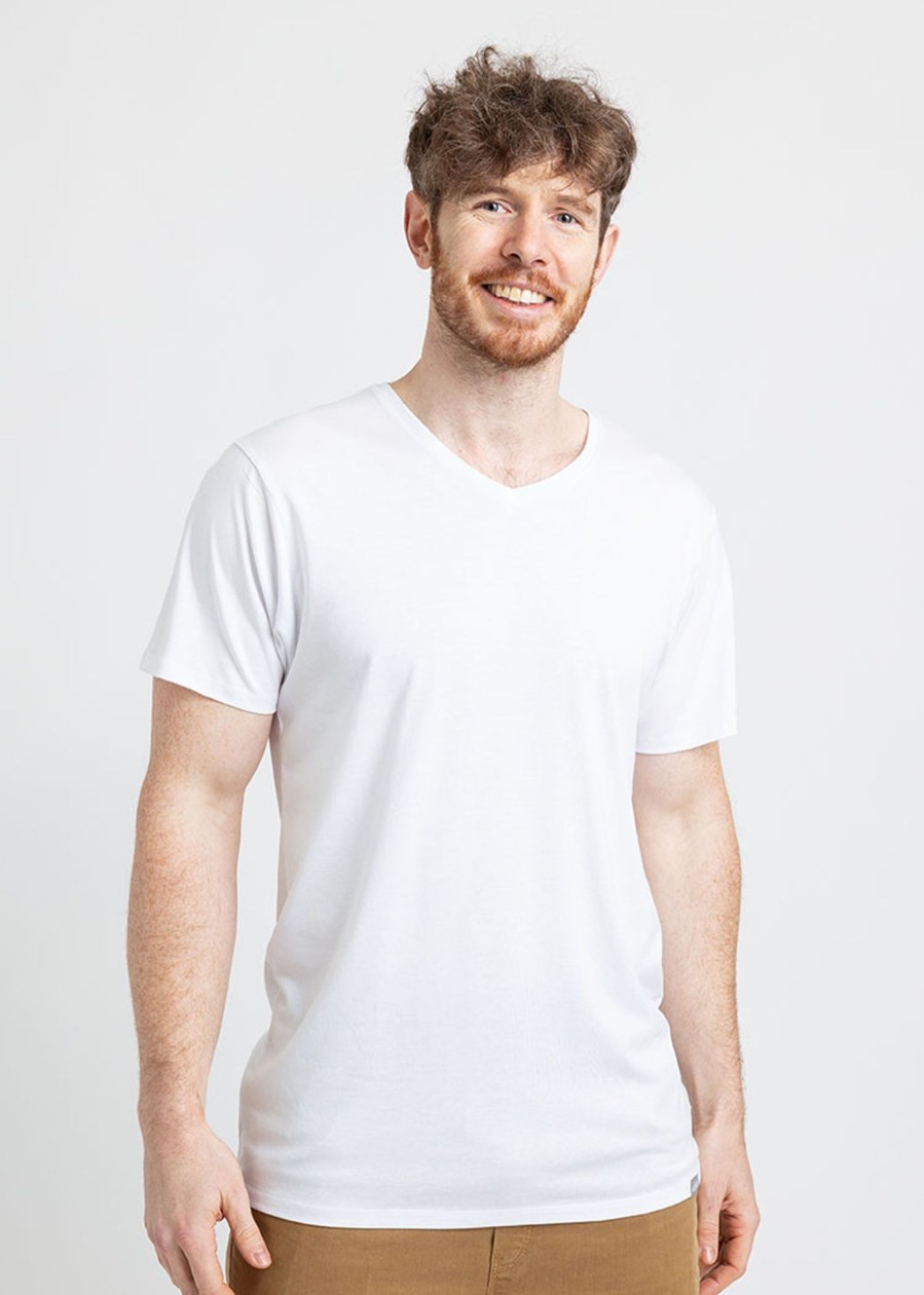 Herren wijld V-Ausschnitt | Herren V-Ausschnitt Woodshirt Bright White