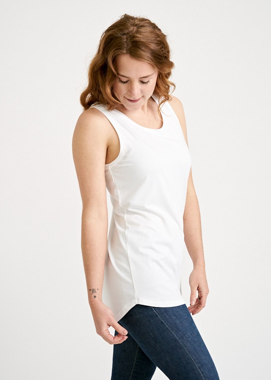 Damen wijld Tops | Damen Sleeveless Top Long Bright White