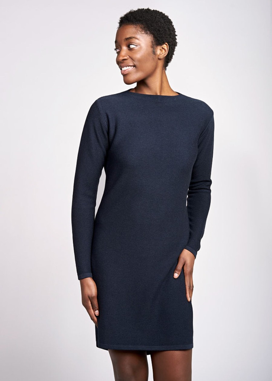 Damen wijld Kleider | Damen Strickkleid Indigo Blue