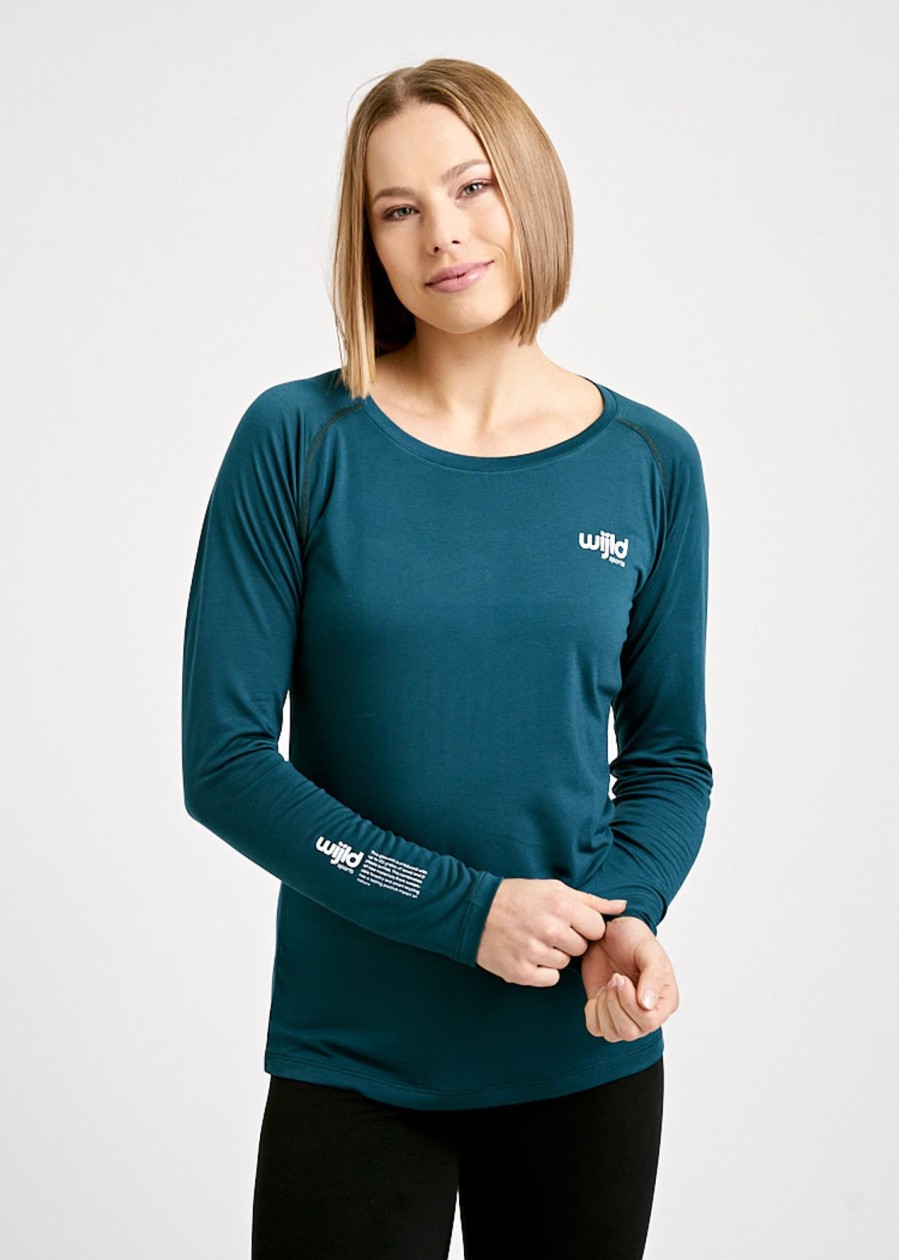 Damen wijld Shirts & Tops | Damen Sport Langarmshirt Petrol