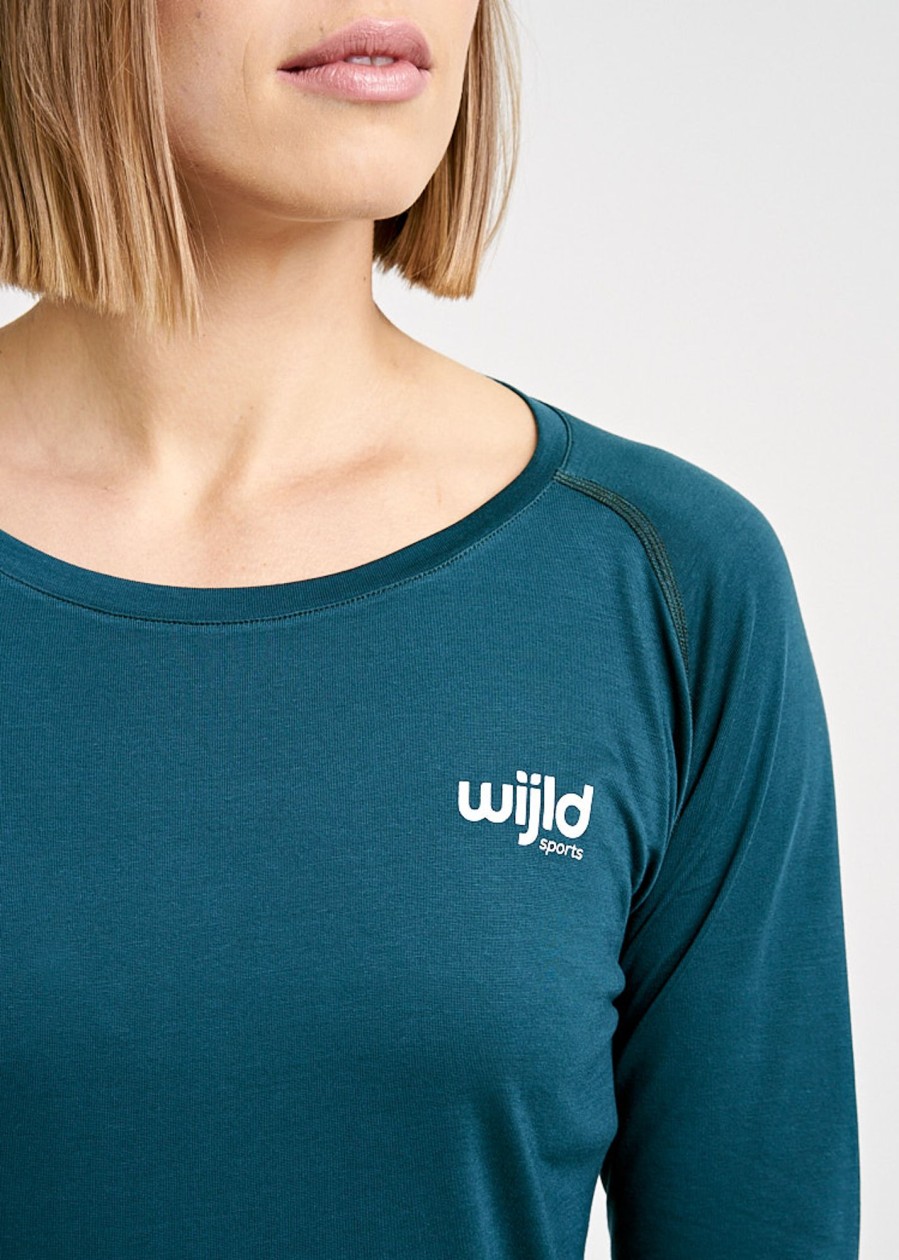 Damen wijld Shirts & Tops | Damen Sport Langarmshirt Petrol