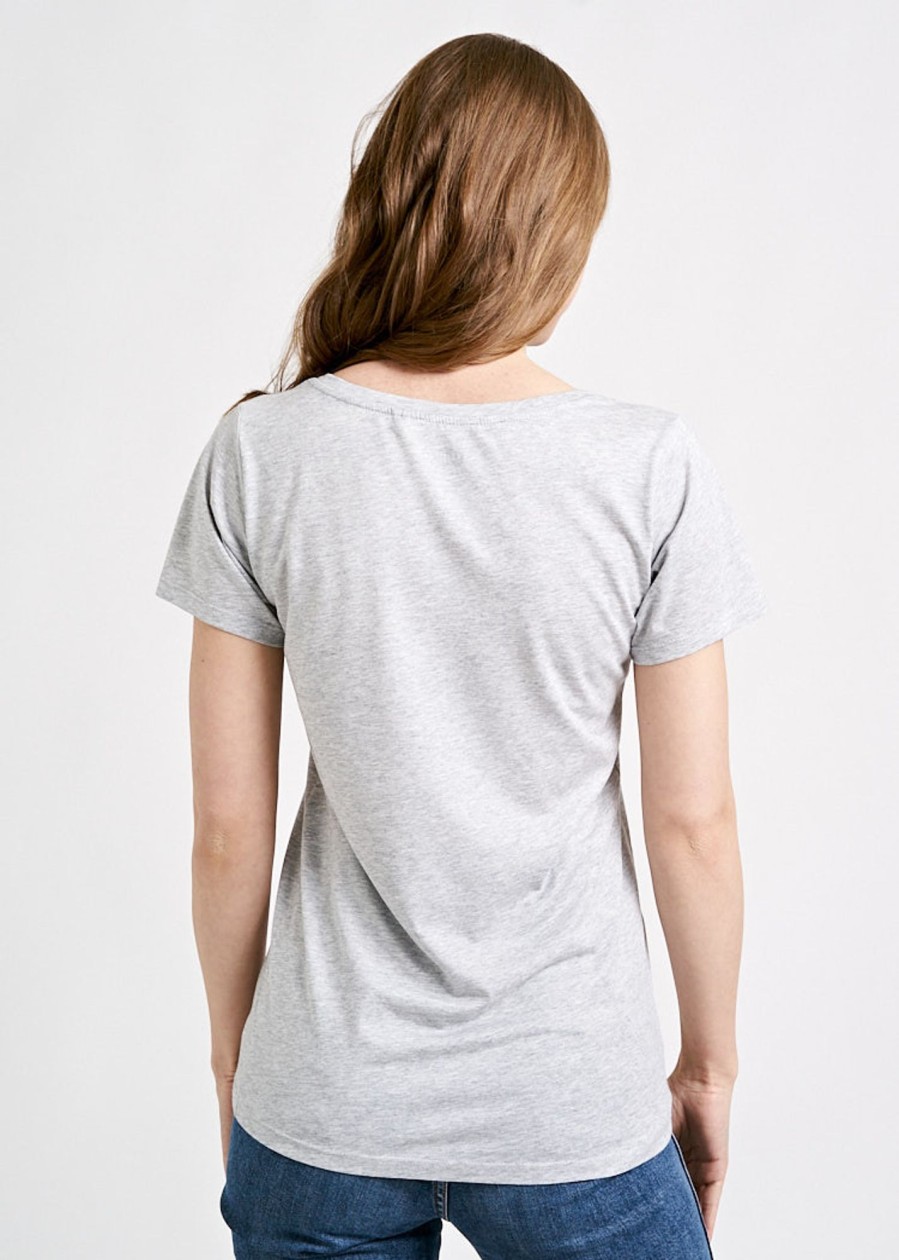 Damen wijld T-Shirts | Damen Woodshirt Regular Gray Melange