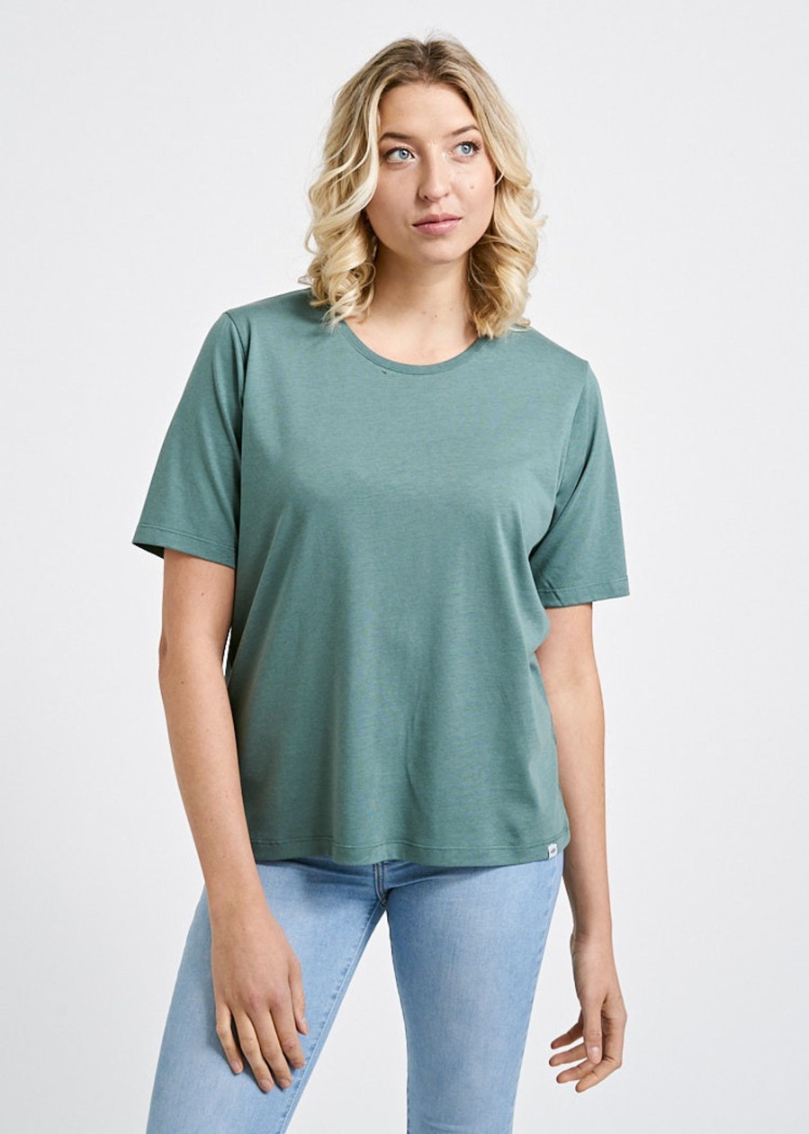 Damen wijld T-Shirts | Damen Woodshirt Loose Longer Silver Pine