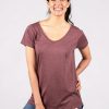 Damen wijld T-Shirts | Damen V-Ausschnitt Woodshirt Red Melange