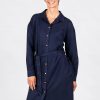 Damen wijld Blusen | Damen Hemdblusenkleid Maritim Blue