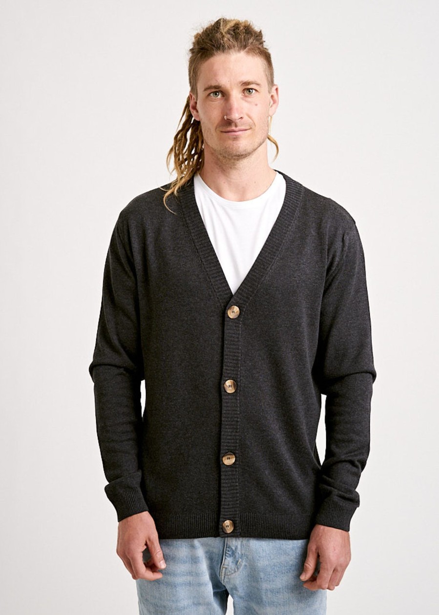 Herren wijld Cardigans | Herren Strick Cardigan Anthrazit