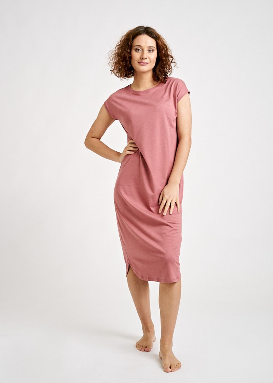 Damen wijld Kleider | Damen Kimono Midi-Kleid Smoked Rose