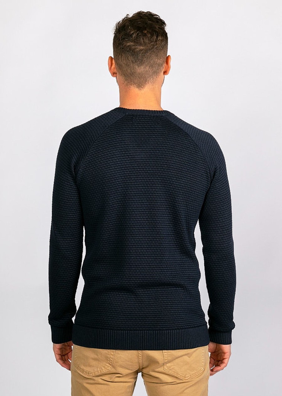 Herren wijld Pullover | Herren V-Ausschnitt Strickpullover Indigo Blue