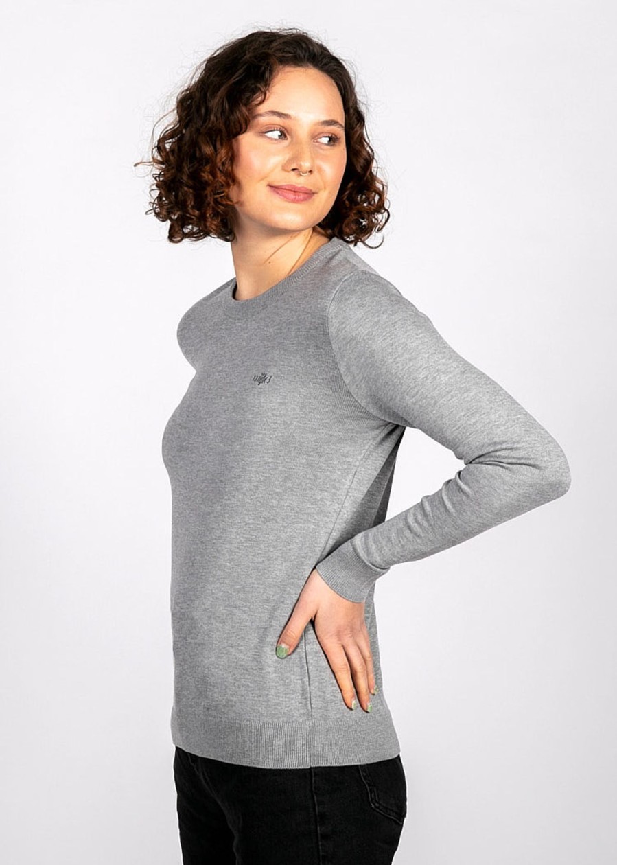 Damen wijld Pullover | Damen Tule Strickpullover Woven Gray