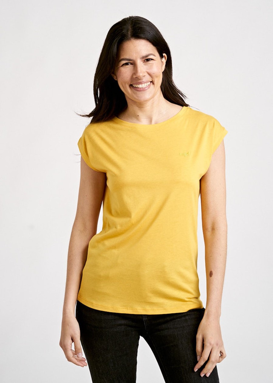 Damen wijld T-Shirts | Damen Woodshirt Kimono Mustard