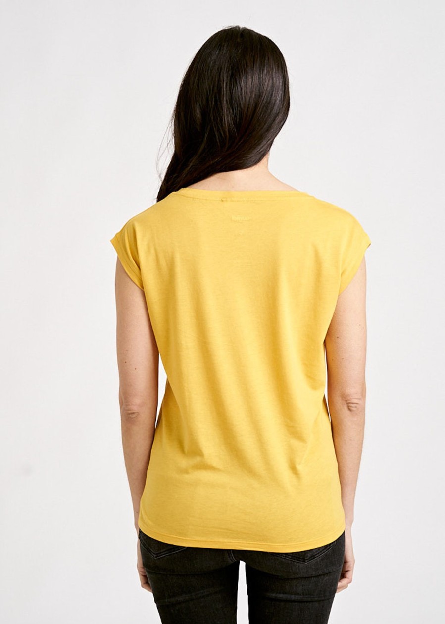 Damen wijld T-Shirts | Damen Woodshirt Kimono Mustard