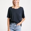 Damen wijld T-Shirts | Damen Woodshirt Loose Longer Carbon