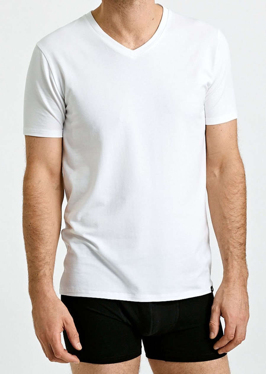 Herren wijld Shirts & Tops | Herren V-Ausschnitt Woodshirt Underwear Bright White