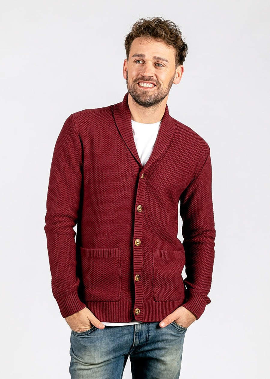 Herren wijld Cardigans | Herren Strick Cardigan Merlot